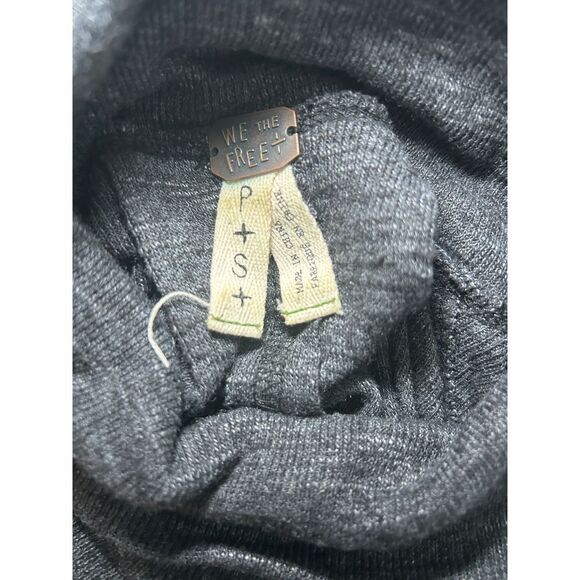 We The Free People Split Back Cowl Turtleneck Top Charcoal Womens Small PS - Picture 5 of 7